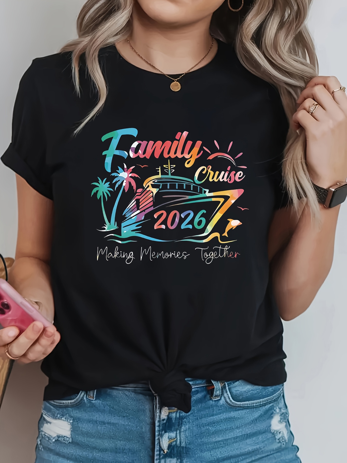 Family Tree Print - Женская повседневная футболка больших размеров с