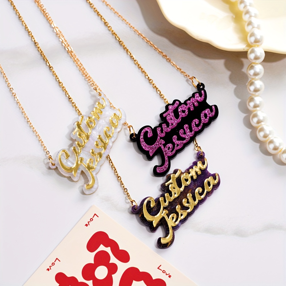 Name Necklace Custom - Персонализированное двухслойное акриловое ожерелье с именем,