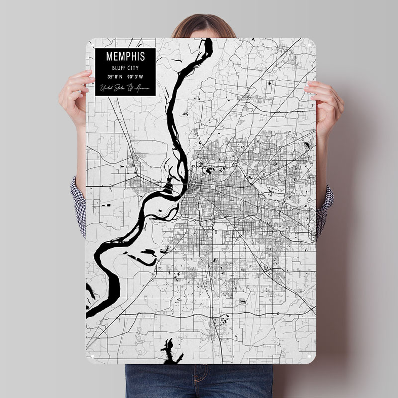 Custom Map Poster - Мемфис TN США Жесть Вывески Карта