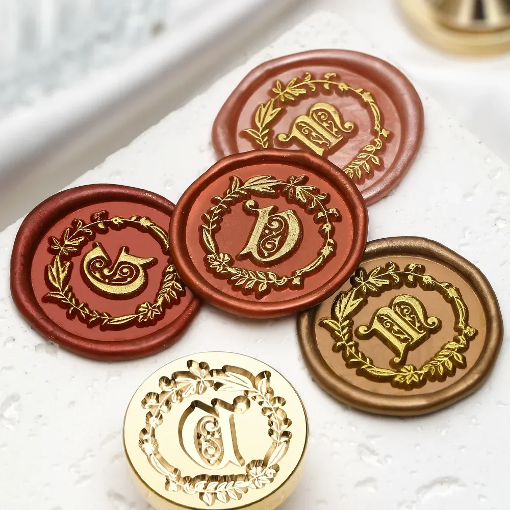Wax Seal Letter Kit - Цветочный венок, печать с буквами, 26