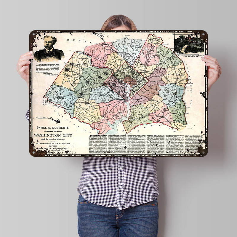 Custom Map Poster - Карта города Вашингтон, печатный постер, индивидуальный