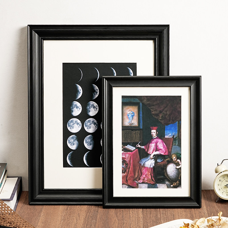 Engraved Wood Frame - Винтажная черная рамка для картин из