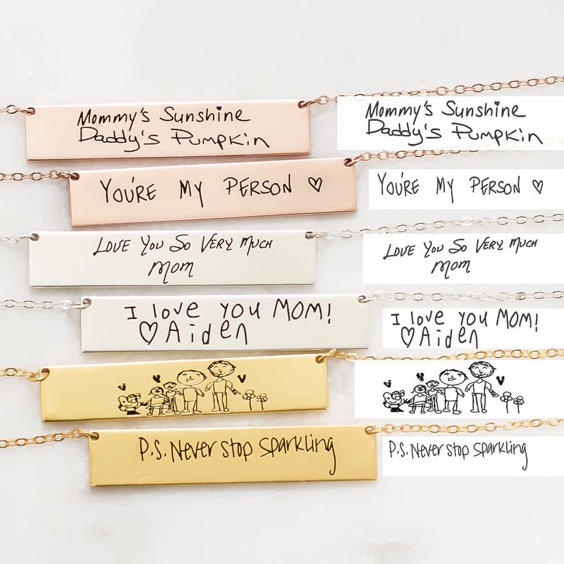 Handwriting Necklace Bar - Оригинальное ожерелье с именем рукописного ввода