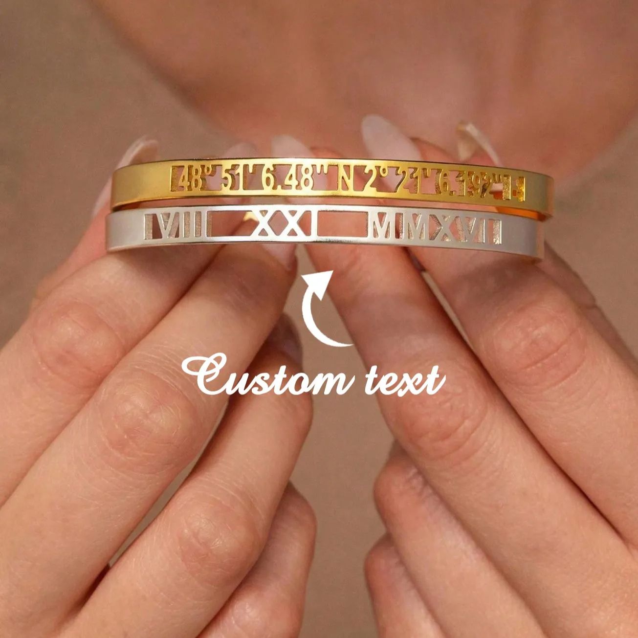 Coordinates Bracelet - Изготовленные на заказ браслеты с римскими
