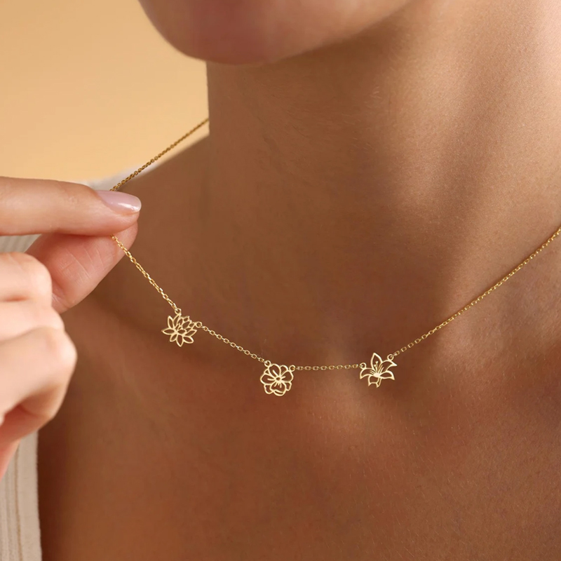Birth Flower Necklace - Ожерелье с цветами рождения по индивидуальному