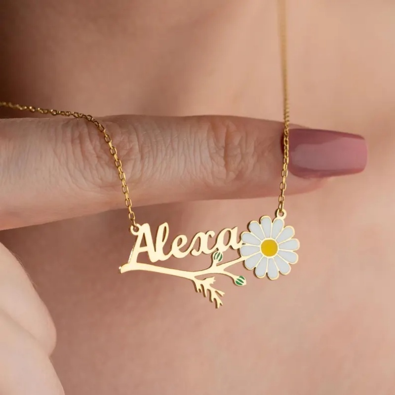 Персонализированное цветное эм – обзор и цена Birth Flower Necklace