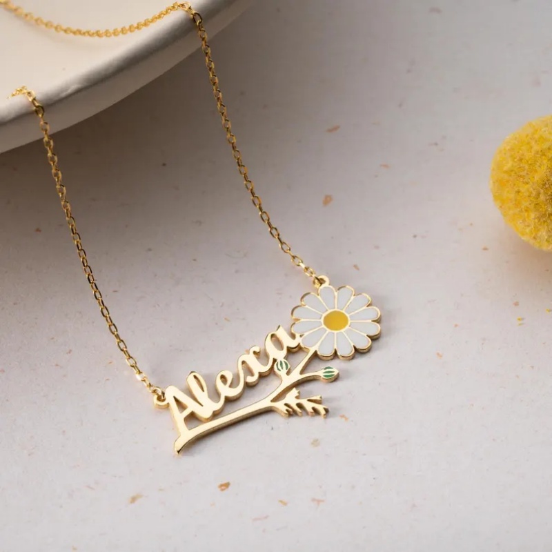 Персонализированное цветное эм – обзор и цена Birth Flower Necklace