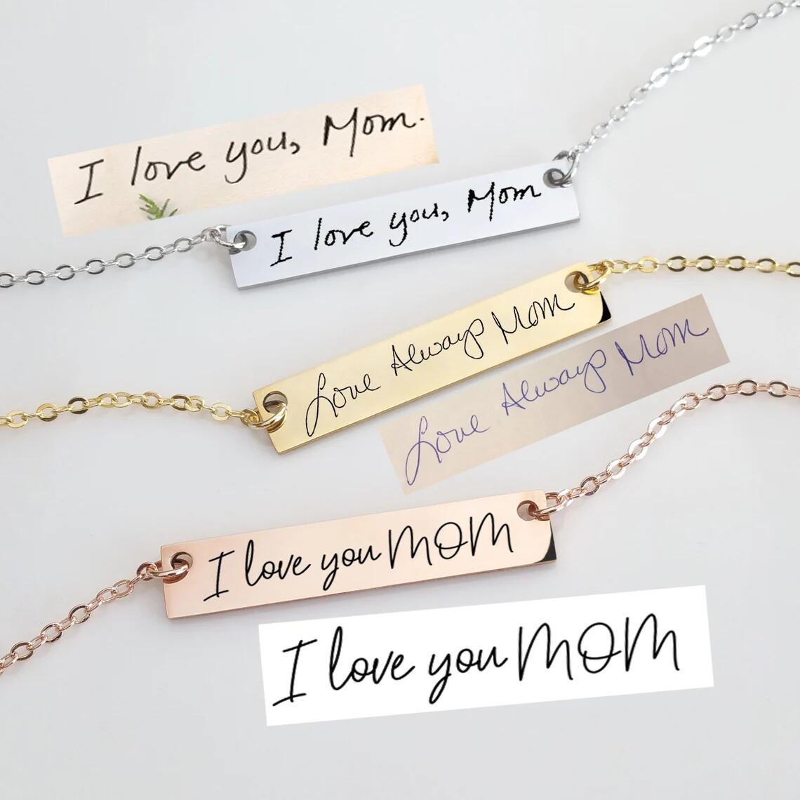 Actual Handwriting Bar Necklac – обзор и цена Handwriting Necklace Bar