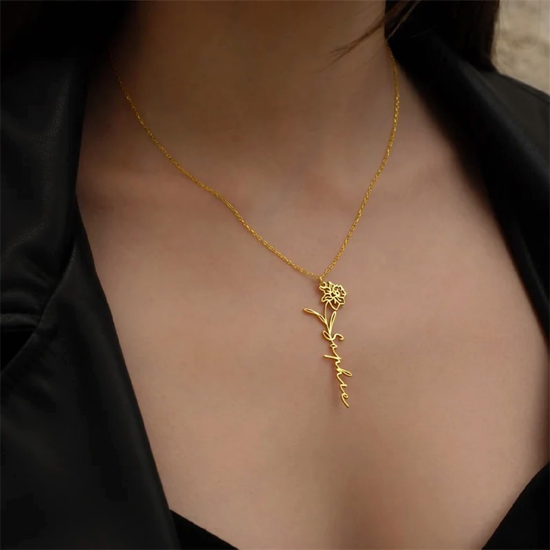 Персонализированное ожерелье с – обзор и цена Birth Flower Necklace